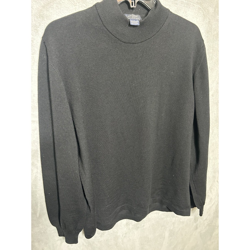Brooks Brothers 346 Men Fine Italian Merino Black Crew Neck Sweater Size Large